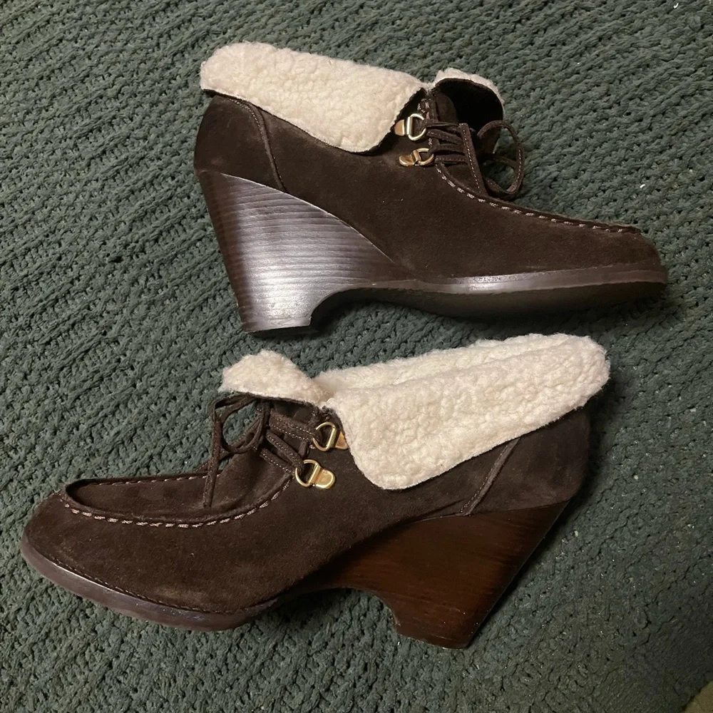 Michael Kors Fur-lined Wedged Heeled Boots - Picture 7 of 11